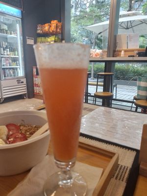 Strawberry On-Tap Kombucha. at Spicebox Organics Market & Cafe in New Territories