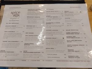 Menu Part. at Spicebox Organics Market & Cafe in New Territories