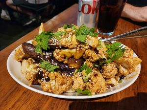 Strange flavor cauliflowers and eggplant at Plenty of Clouds in Seattle