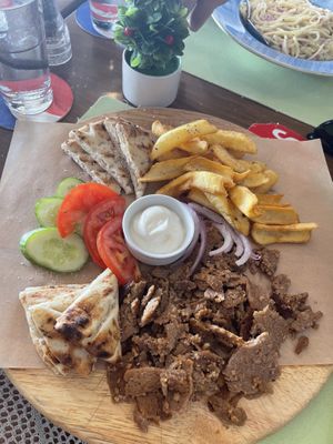 Vegan gyros with vegan mayo  at Orexi in Rhodes