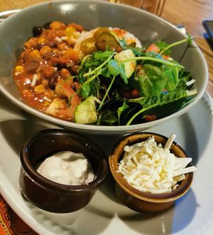 Bean chilli and rice at The Mitre Inn in Tiverton