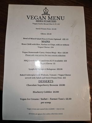 Great vegan food choices at The Mitre Inn in Tiverton