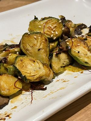 Roasted Brussels Sprouts
mushroom, miso sesame vinaigrette, chili thread  at True Food Kitchen in Annapolis