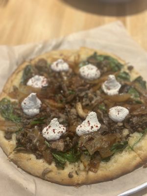 Spinach Mushroom Pizza with vegan ricotta   at True Food Kitchen in Annapolis