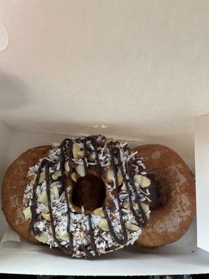 glazed donuts and an almond joy donut!   at Donut Villa Diner in Cambridge