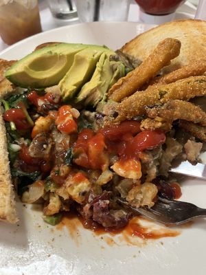 DVD scrambled vegan with avocado   at Donut Villa Diner in Cambridge