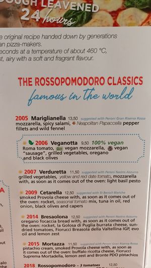 Menu at Rossopomodoro - Naviglio Grande in Milan