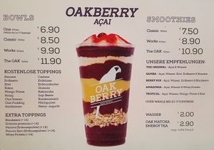 Menu at Oak Berry in Dusseldorf