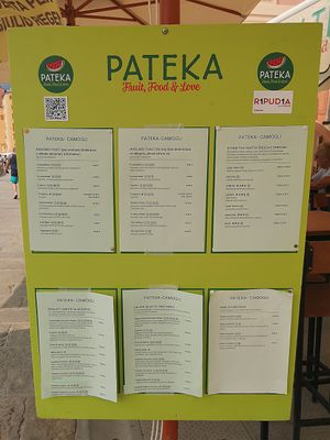 2025 menu at Pateka in Camogli