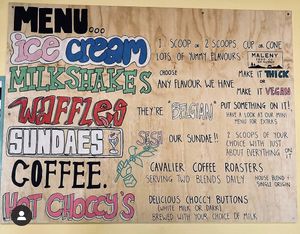 Menu  at Sugar Mama's Ice Cream Shack in Moffat Beach