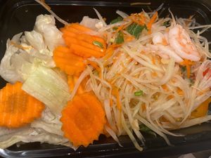 Papaya salad with vegan shrimp  at Phuket I'm Vegan in Murrieta