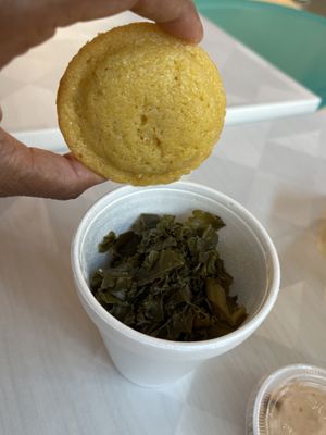 Greens and cornbread   at The Alkaline Electric Goddess in Indianapolis
