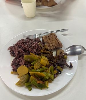 Spicy Vegetables with Duck and Rice  at Vegan Station in Phuket