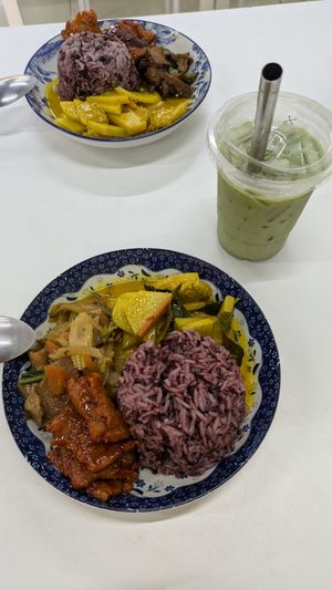 (matcha from Clover coffee over the road) at Vegan Station in Phuket