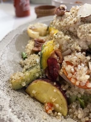 Salad with quinoa, cranberries, nuts and veggies roasted   at Veggies - 베지스 in Seoul