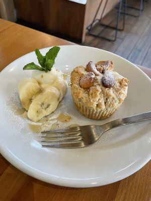 Vegan muffin with homemade vegan ice cream   at Fumikaden in Matsuyama