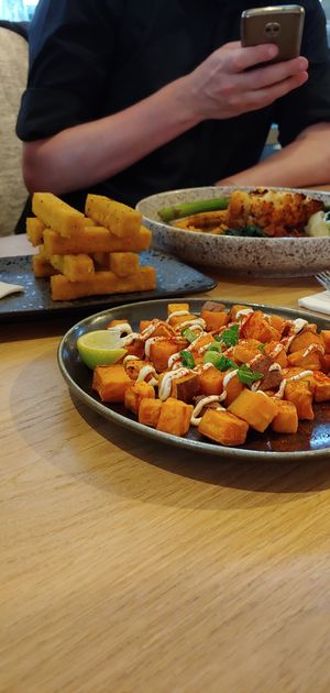 Sweet potatoes, polenta fries and roasted couliflower at Thibeau in Nijmegen