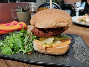 Delicious lentil burger at Thibeau in Nijmegen