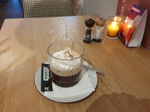 Vegan Irish coffee with vegan whipped cream at Thibeau in Nijmegen