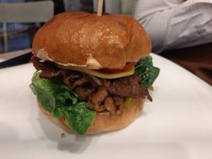 unlimeat bulgogi burger! at Loving Hut - Yeoksam Branch 러빙헛 서울 역삼점 in Seoul