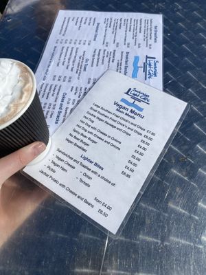 Vegan menu  at Sovereign Light Café in Bexhill