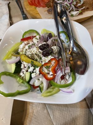 Vegan Greek salad  at Trilogia in Rhodes