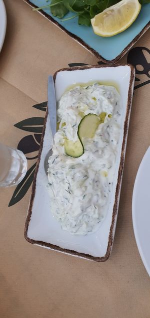 Zarziki (not vegan) at Trilogia in Rhodes