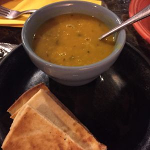 watery dahl soup at Cosmic Cafe in Dallas