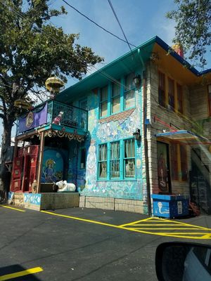 view from parking lot at Cosmic Cafe in Dallas