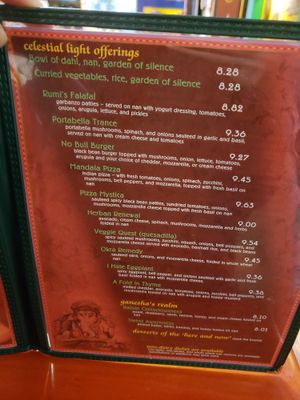 Menu 3/4 at Cosmic Cafe in Dallas