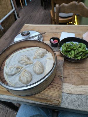 vegane Momo und Edamame at DOWN to EARTH Noodles in Cologne