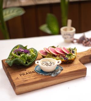 Floral Toast 
Avocado, watermelon radish, flower mix, sunflower germ
 at Prana Café in Cancun