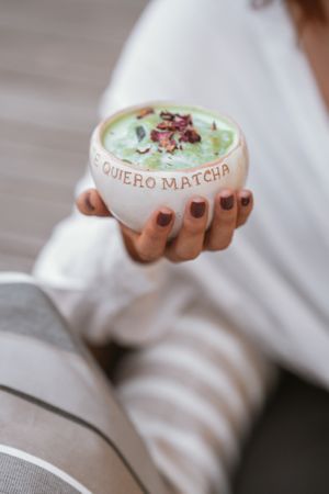 Matcha frappe at Prana Café in Cancun