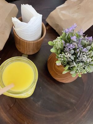 Orange juice  at Prana Café in Cancun