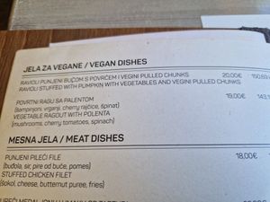 Menù at Mamma Mia in Zadar