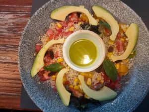 Quinoa salad with vinaigrette at Croak's in Roses