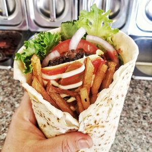 Cheeseburger Gyros at Coco's Plant Powered in Sunshine Coast