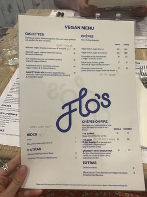 Separate vegan menu  at Flo's Crêperie in Noosa Heads