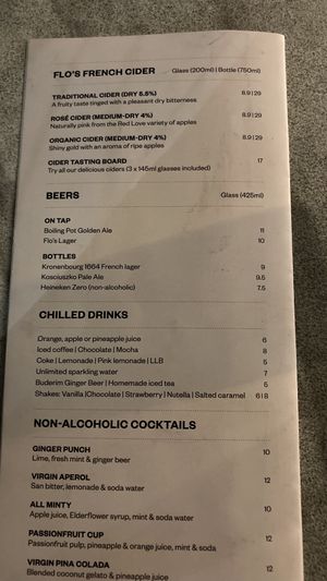 Drinks  at Flo's Crêperie in Noosa Heads