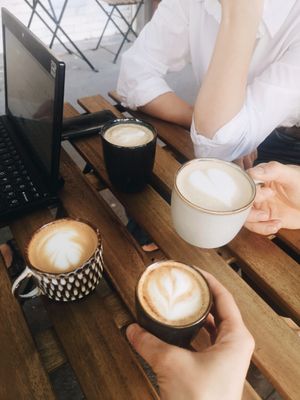 Light roast coffee with plant milk. at Linka in Budapest