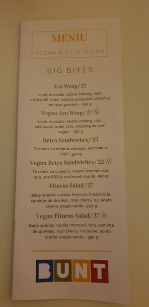 Menu #Veganuary at BUNT Bistro in Cluj-napoca