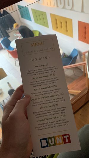 Part of the menu  at BUNT Bistro in Cluj-napoca