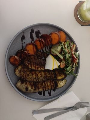 Baked aubergines with sweet potatoes at BUNT Bistro in Cluj-napoca