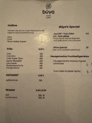 Menu (drinks).  at Buya Izakaya Ramen in Berlin