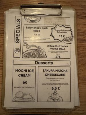 Menu (specials/desserts).  at Buya Izakaya Ramen in Berlin