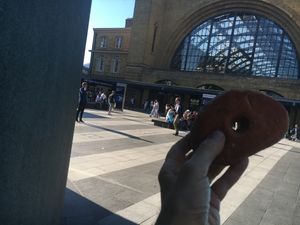 Donut and kings cross station at Galeta Bakery in North London