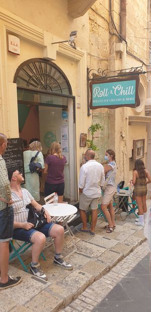 Store front at Roll & Chill in Valletta