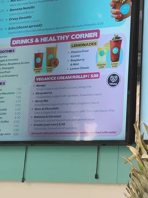 Vegan menu at Roll & Chill in Valletta
