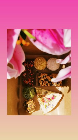 Box of delicious plant based treats at Smoosh in Tynemouth
