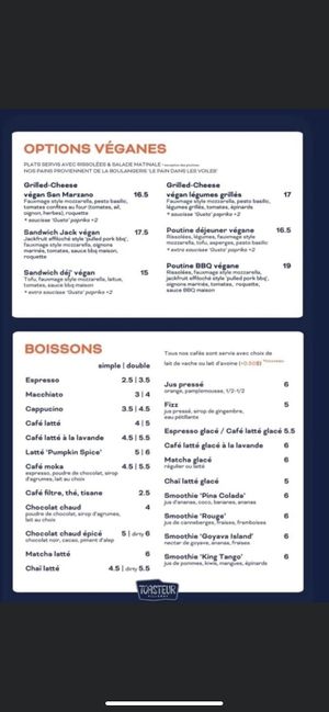 Menu vegane #Veganuary at Le Toasteur Villeray in Montreal